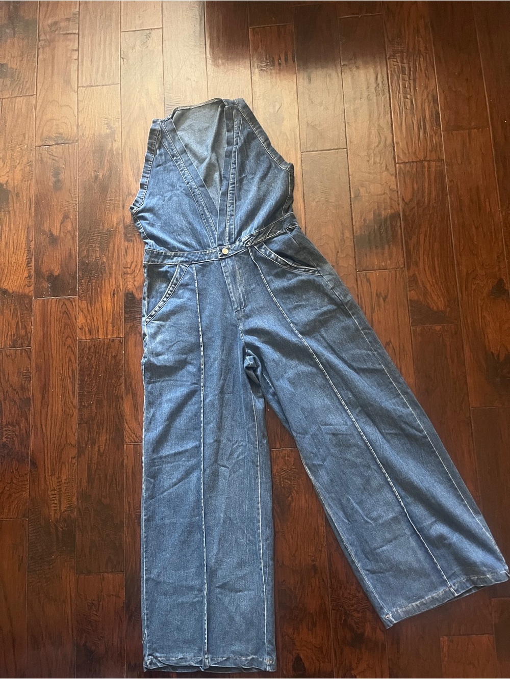 Fashion Brand Company Denim Blue Wide-Leg Jumpsuit